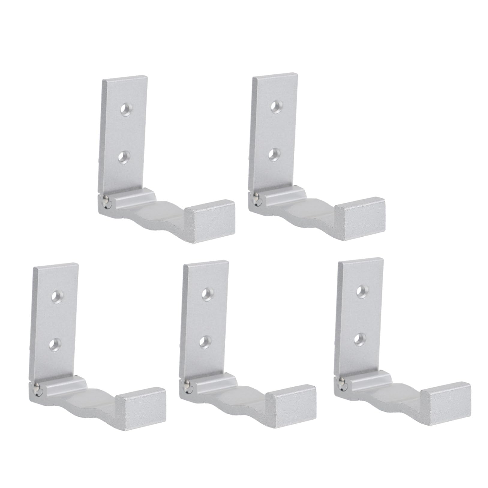 Ganchos De Pared Plegables De Aluminio Espacial, 6 Piezas (5 Plateados 1 Pegamento Sin Clavos), Resistentes Al Agua y Corrosión, Para Baño, Cocina y Dormitorio, Organizador Multiusos