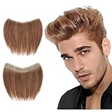 Meiverah Frontal Hairpiece for Men Light Brown Hair Extension Hairline Loss Straight Tape in Human Hair Toppers Replacement Toupee (0.78