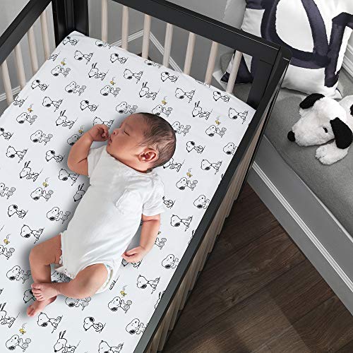 Lambs & Ivy Classic Snoopy White/Black/Gray 3-Piece Baby Crib Bedding Set #TOP5