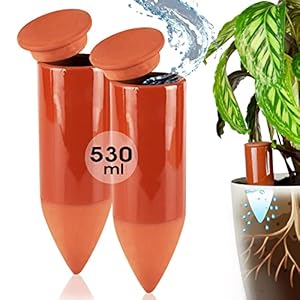 LIVONDO Terracotta irrigatiehulp, handgemaakt, moderne giethulp, bewatering van planten zonder stroom (2 stuks, set van…