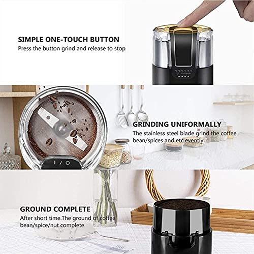 SXLCKJ Kaffeemühle, elektrische Kaffeebohnenmühle, Edelstahl-Gewürzmühle, Mühle mit geräuschlosem Motor (Zerkleinerer… – Bild 8