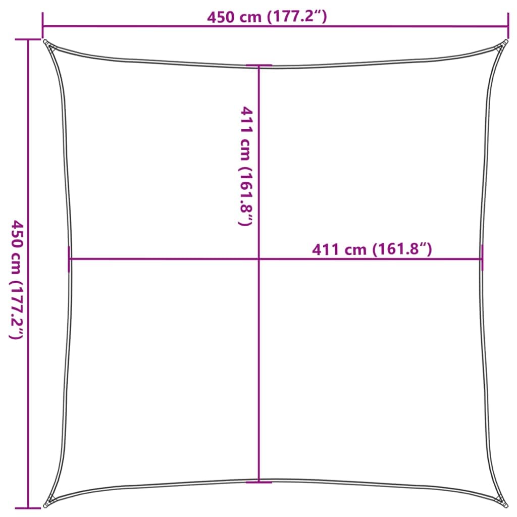 vidaXL Vela Parasole Sabbia 4,5x4,5 m 100% Poliestere Oxford