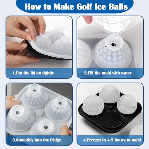 Golf Ball Ice Cube Molds,Golf Ice Mold for Cocktails,Round Ice Molds for Whiskey,Ice Ball Maker Mold,Unique Golf Gifts for Men and Whiskey Lovers - Thumbnail 7