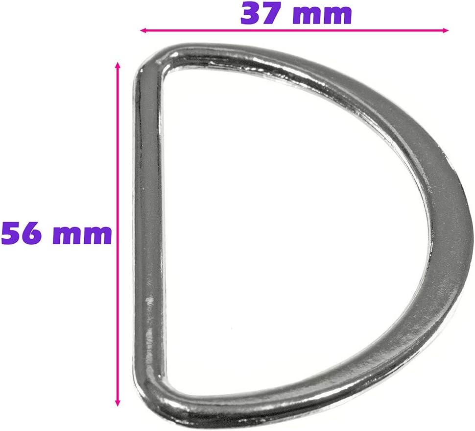 10 Pack Metal D-Ring - 2-Inch (50 MM) Satin Nickel Plated Non-Welded D-Rings - Buckles, Straps, Bags, Belts, and More