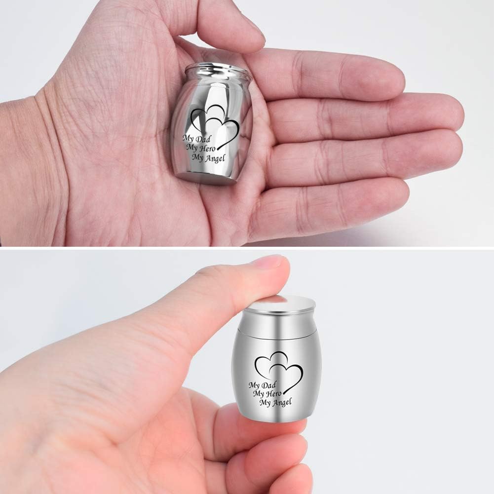 Small Keepsake Urns for Human Ashes -Your Wings were Ready, But My Heart was Not & Small Cremation Keepsake Urns for Human Ashes Mini Cremation Urn Small Funeral Urns for Ashes Stainless Steel Cremati