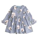 Un regalo perfecto para su pequeño bebé ! Vestido de niña, Venta caliente 2018 vestidos de la muchacha linda Vestidos Niño Niña Fiesta Manga Larga Flor Impresión Princesa Falda 2-7 años