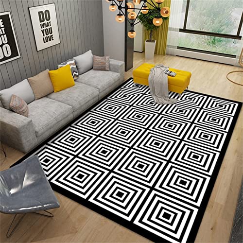 Tapis de sol lavable noir géométrique pour chambre d'enfant