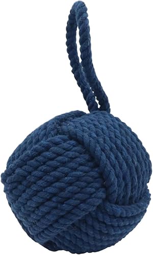 Miniatura 2 de Tope de puerta náutico decorativo hecho a mano, nudo marinero interior con peso de yute para puerta y ventana (yute azul, redondo de 5 pulgadas)