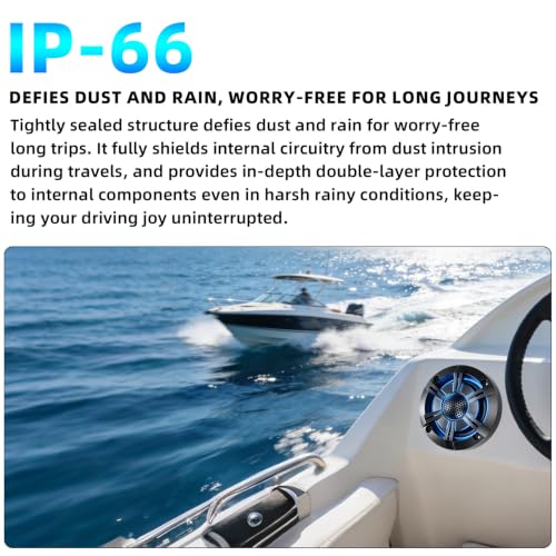 Image of 4 inch 600W Marine Speakers, IP-X6 Waterproof Boat Stereo Speakers with LED Lights,Coaxial Audio, Y35 Woofer, UV & Salt Spray Resistant (Pair, Black，A)
