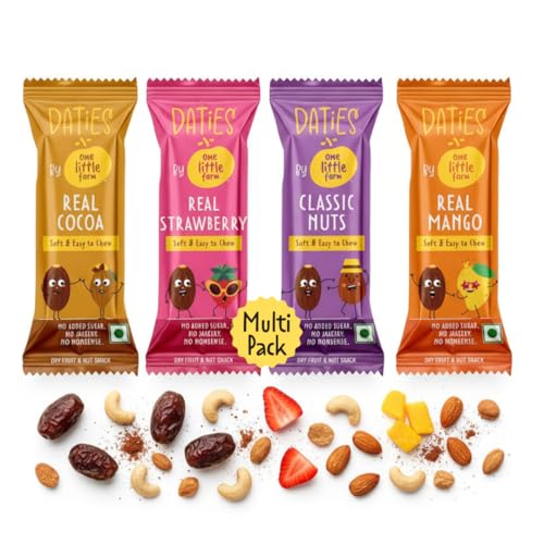 Image of Daties by One Little Farm - Combo Pack Date Bites | Made with Dates, Cashew & Almond | Clean-Label Healthy Snack for Little Ones | Soft and Easy to Chew | No Added Sugar or Jaggery | 20g Each (Pack of 16)