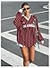 SOLY HUX Women's Oversized Tees Striped Letter Print Y2k Jersey T Shirt Collar V Neck Long Sleeve Loose Tops Red Striped Medium