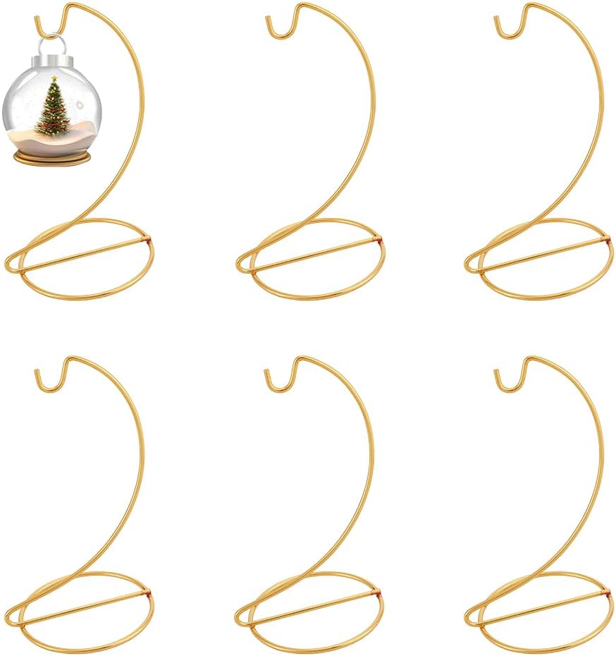 オーナメントディスプレイスタンドホルダー 6個 ゴールド 鉄製 吊り下げフックラック つまらないガラスグローブ用 エアプラント テラ