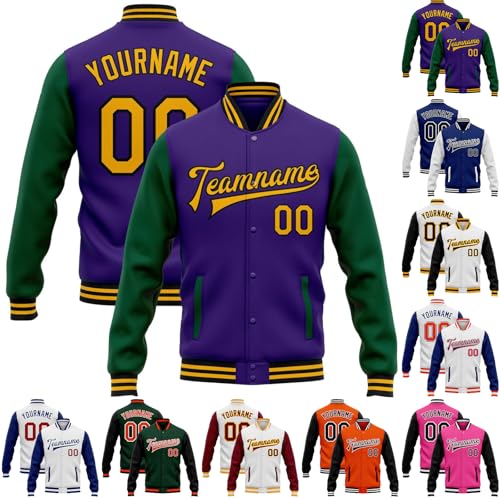 Custom Jacket for Men Women,38 Color Custom Jacket with Your Team Name,Personalized Varsity Jacket Baseball Varsity Jacket