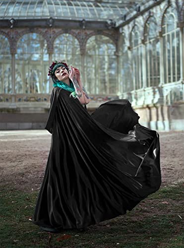 Homelex Unisex Black Velvet Adult Cape Full Length Hooded Robe Halloween Cloak #TOP2