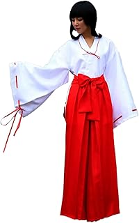 Kikyo Cosplay Kimono Red Costume Red Womens Miko Japanese Outifit Hakama