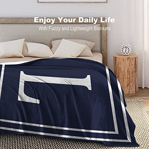 Couverture bleu marine initiale L monogramme 153x203cm - 6