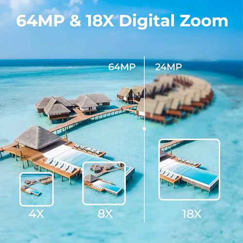Videokamera 4K 64MP Camcorder für YouTube, Video Kamera 18X Digitalzoom 3,0" 270° IPS Bildschirm, Vlogging Kamera mit 32GB SD-Karte, Batterie, Fernbedienung – Bild 5