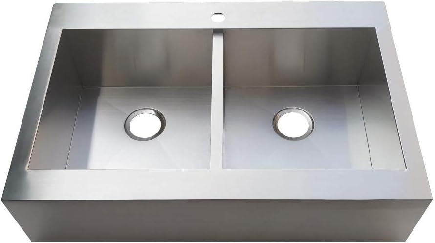 Gourmetier GKTDF332491 Edinburg Drop-In 33 Inch Double Bowl Kitchen Sink, Brushed