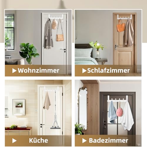 AUXHCYL Türhaken zum Einhängen, Kleiderhaken Tür Einhängen für Platzsparend, Türgarderobe zum Einhängen von Kleidung, Handtüchern und Hüten, Praktischer Tür Garderobe(Weiß)