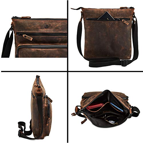Image of Crossbody Bags for Women Genuine Leather Purse Handmade Vintage Shoulder Bag Crossover Pocketbook Adjustable Strap | Handmade