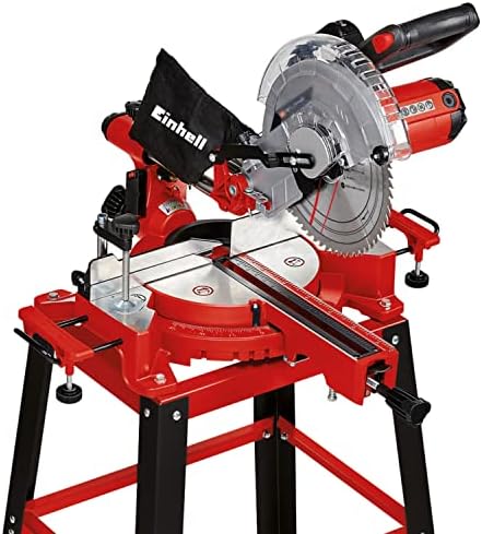 Einhell TC-SM 2531/2 U Sliding Mitre Saw With Base Frame | Circular Saw With Stand, 310mm Drag Crosscut, Laser, Dust Extraction, 45° Mitre, +/-45° Bevel | With 48T Blade For Cutting Wood, Plastic