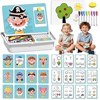 Magnetic Puzzles Face Dress Up Travel Game Double Side Preschool Educational Learning Toy for Kids, Magnetic Dress-Up Puzzles, Create 1000+ Unique Looks, Enhance Creativity and Imagination (A)