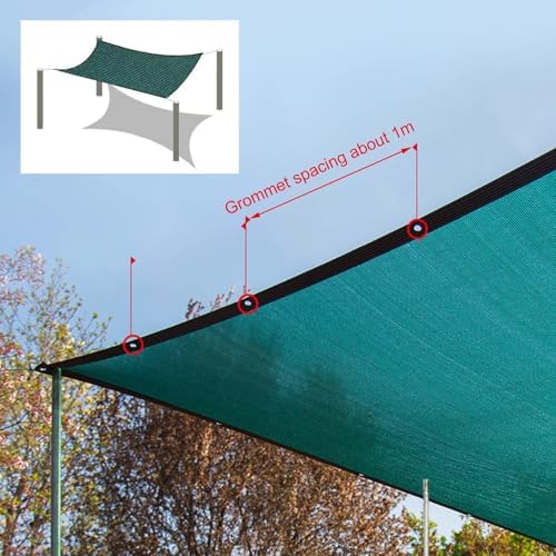 Premium Green Shade Netting for Plants - 55% Sunblock Breathable Shade Cloth Awning Mesh Tarp with Grommets Rectangular Shade Sails for Garden Greenhouse Pergola - 6x6m (19.7x19.7f