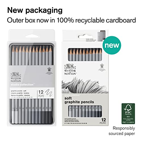 Winsor & Newton 0490007 graphite pencils set in 12 hardnesses H, F, HB, B, 2B, 3B, 4B, 5B, 6B, 7B, 8B and 9B - Image 2