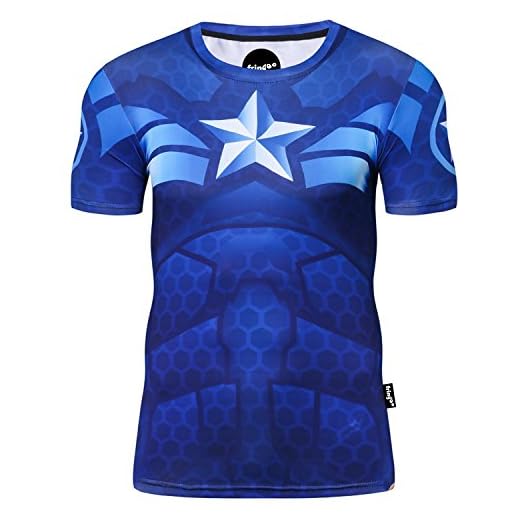 Nessfit Camiseta de compresión de superhéroe para hombre, capa base, gimnasio, manga corta, para correr, entrenamiento térmico, Superhero 5, L