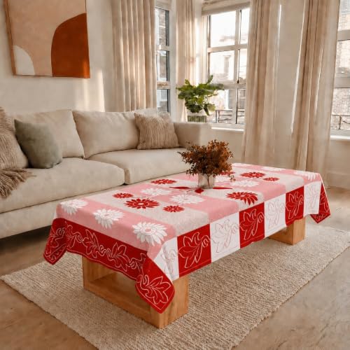 Image of Cotton Net Embroidered Center & Dining Table Cover for 4 Seater | Rectangular 40x60 Inch | Lightweight & Washable Table Cloth | Pack of 1 (Maroon)