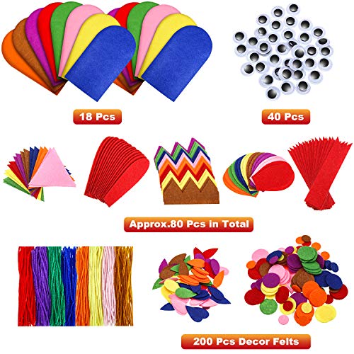 Gejoy 16 Pieces Kids Hand Puppet Making Kit Felt Sock Puppet Toys Diy Personal Puppets Pompoms Storytelling Role Play Party Supplies #TOP6