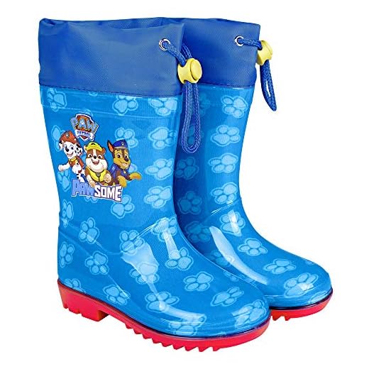 Botas de Agua Niños Patrulla Canina - Botines Impermeables Infantiles Official Paw Patrol - con Suela Antideslizante y Cierre con Cordón - Azul Rojo - 5 Tallas Diferentes - Perletti (24/25 EU, Azul)