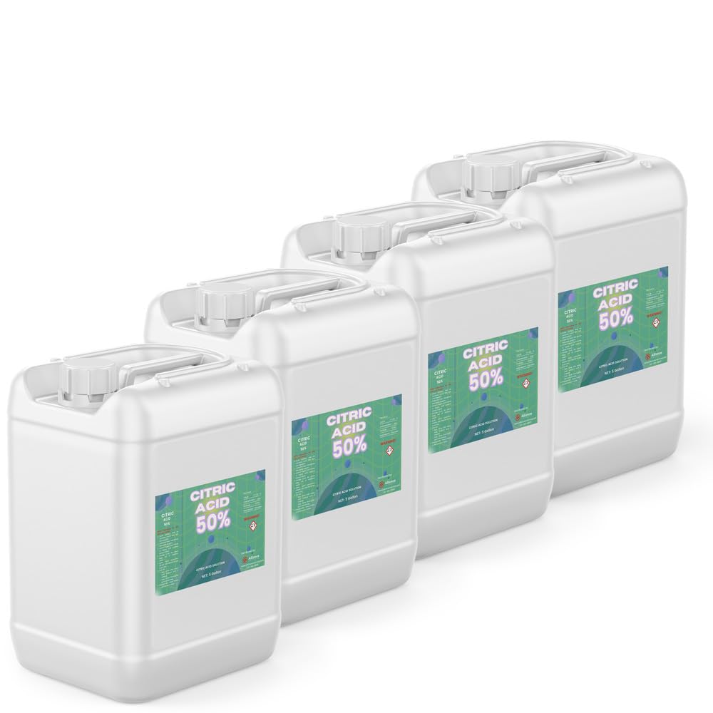 Citric Acid 50% Solution - 4 x 5 Gallon Pails - Versatile Chemical for Industrial Applications