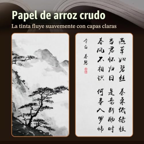 Miniatura 5 de Hugwish 120pcs Xuan Papel De Arroz Papel De Arroz 35 X 25cm Para La Caligrafía China, Pintura China, Dibujo Papel De Arroz Crudo