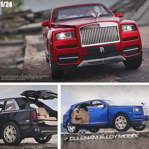 Image of Exquisite car Model 1 /24 Rolls-Royce CULLINAN Model Car,Zinc Alloy Pull Back Toy car with Sound and Light for Kids Boy Girl Gift. (RED)