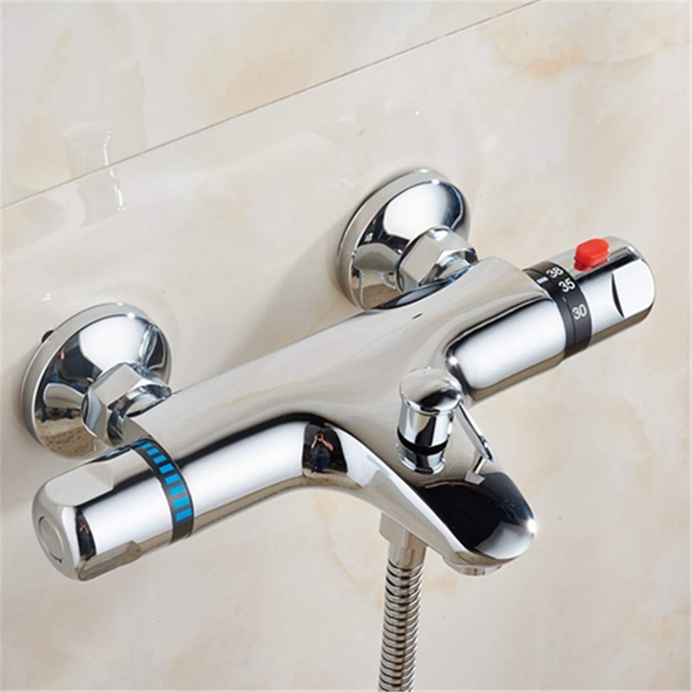 Robinet de bain thermostatique anti-brûlure à température constante et sa douchette chromée