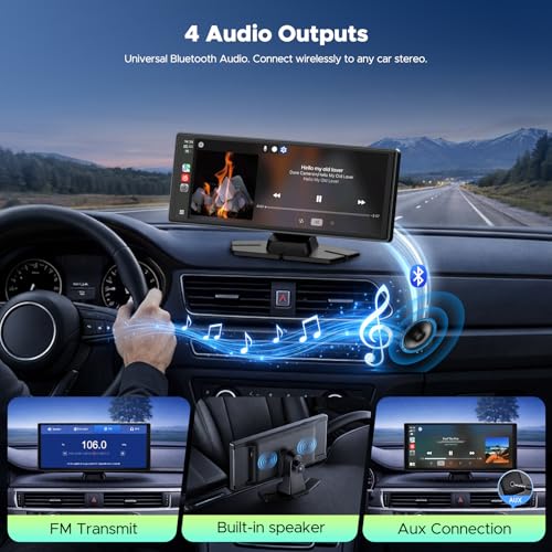 Image of LAMTTO 9.26 inch Wireless CarPlay Screen for Car, Waterproof Backup Camera