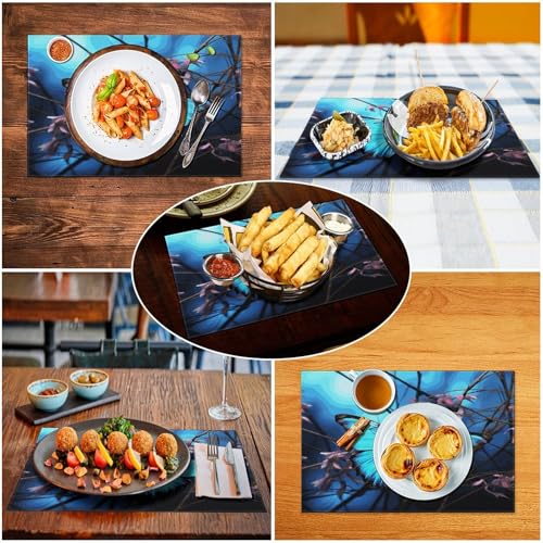 Set de table PVC papillon bleu et bambou résistant chaleur