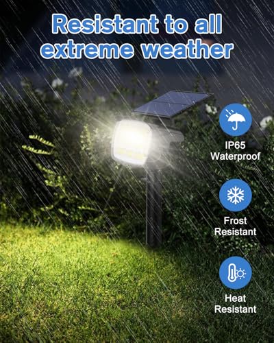 Fabrito Large Solar Spot Lights Outdoor 4 Pack, 1000 Lumens High Brightness, IP65 Waterproof Solar Spotlight with 136 LEDs, Dusk to Dawn Solar Landscape Lights for Yard, Garden, Pathway, Plants(White) — view 5