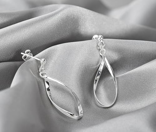 Handcrafted Open Teardrop Twist .925 Sterling Silver Post Dangle Earrings2