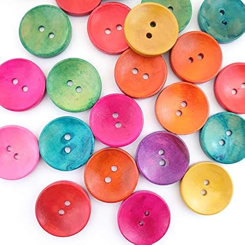 MajorCrafts 24 Mixed Colour Wooden Sewing Buttons Cover