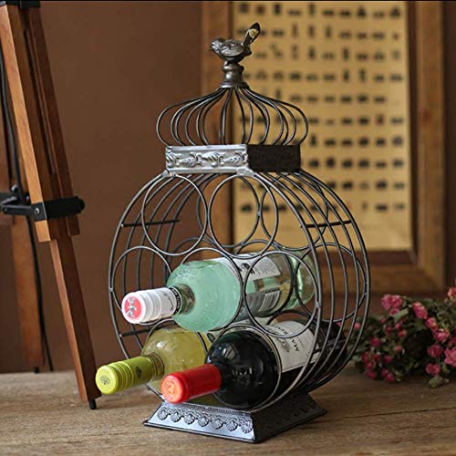 Range-bouteille design cage à oiseaux en métal brut forgé