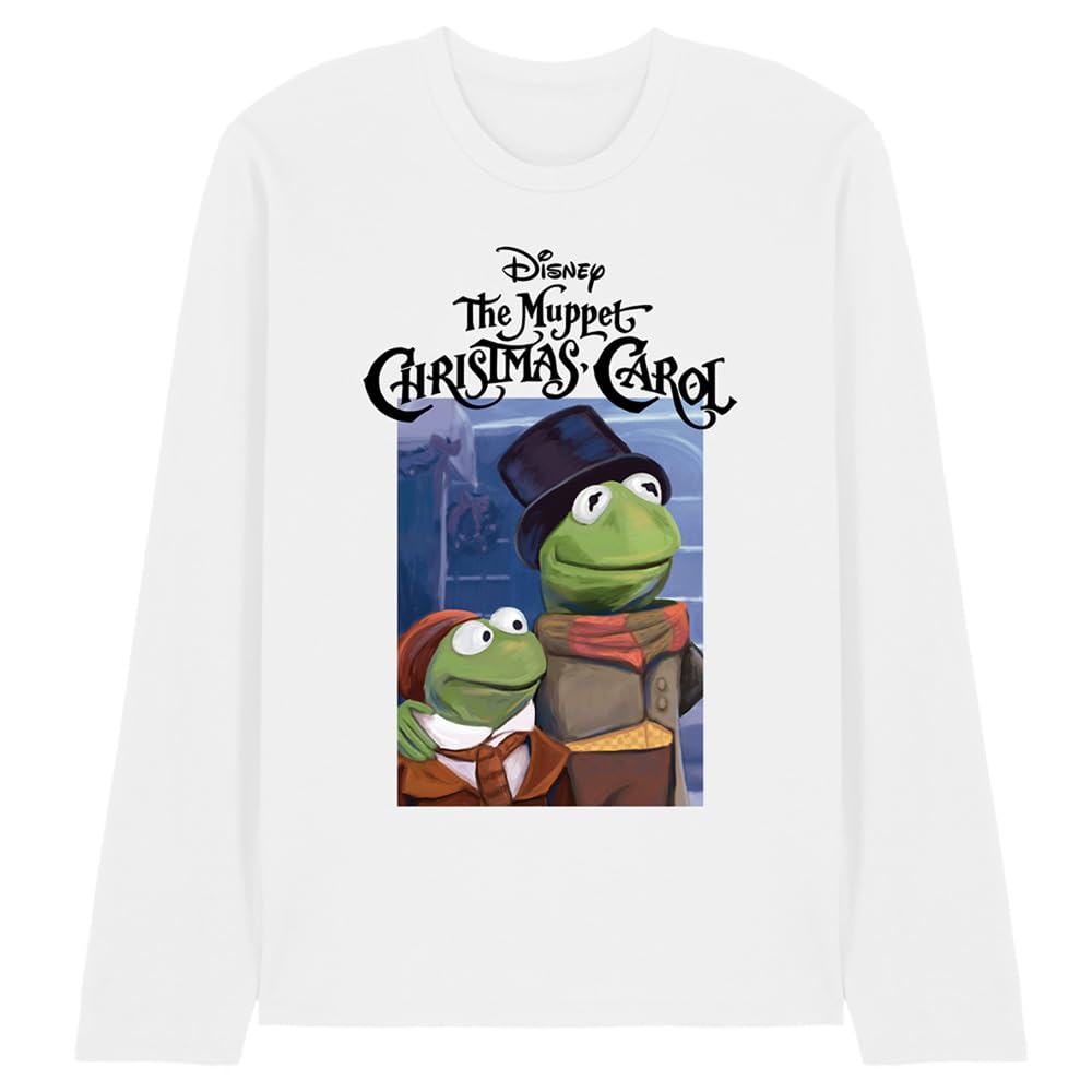 Muppets Disney The Christmas Carol Kermit Unisex Long Sleeve T-Shirt, White, XX-Large