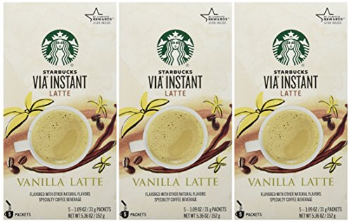 Starbucks Via Vanilla Latte - Pack of 3 - (15 Servings Total)