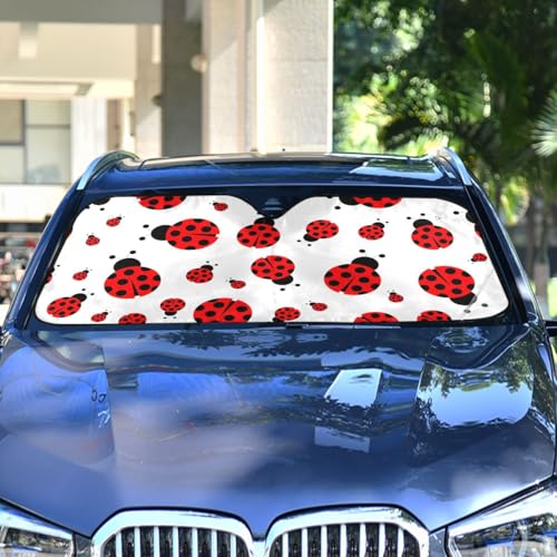 Oarencol Ladybugs Scarab Car Windshield Sun Shade Cute Animal Foldable UV Ray Sun Visor Protector Sunshade to Keep Your Vehicle Cool (55" x 27.6") by Oarencol - Used condition - Image 2