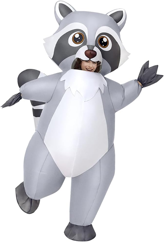 Inflatable Raccoon Costume Adult, Inflatable Costumes For Adult, Inflatables Raccoon Costume Women/Men for Fancy Funny Party, Full Body Blow Up Costumes, Raccoon Dress Raccoon Onesie For Halloween