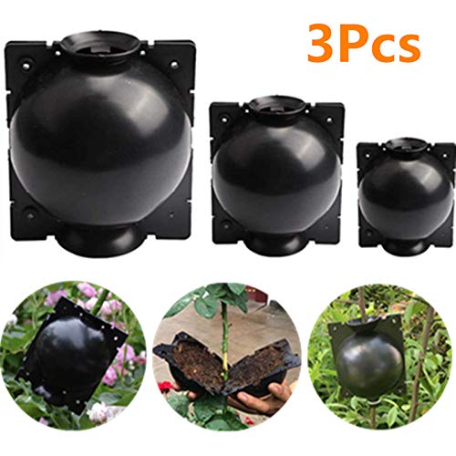 Plant Rooting Device, High Pressure Plant Root Propagation Ball Containers - Outdoor Garden Soil Medium Vase, Grafting Box to Root Booster for Fast Root Growth (3Pcs,Black)