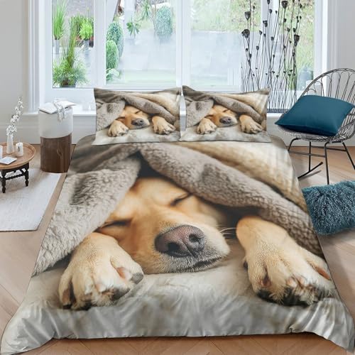 Parure de lit imprimé 3D chien en microfibre premium ultra douce 135x200