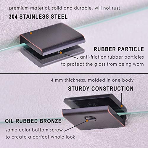 Orhemus 4Pcs Adjustable 304 Stainless Steel Glass Clamp Clip Shelf Brackets Holder Support 0.23"-0.35" thumb #3