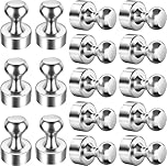 Strong Magnet, 16 Pack 12 x 16 mm Silver Neodymium Magnets Push Pins, Fridge Magnets, Whiteboard Magnets, Magnetic Thumb Tacks for Fridge Whiteboard, Photo, Map, Office, DIY